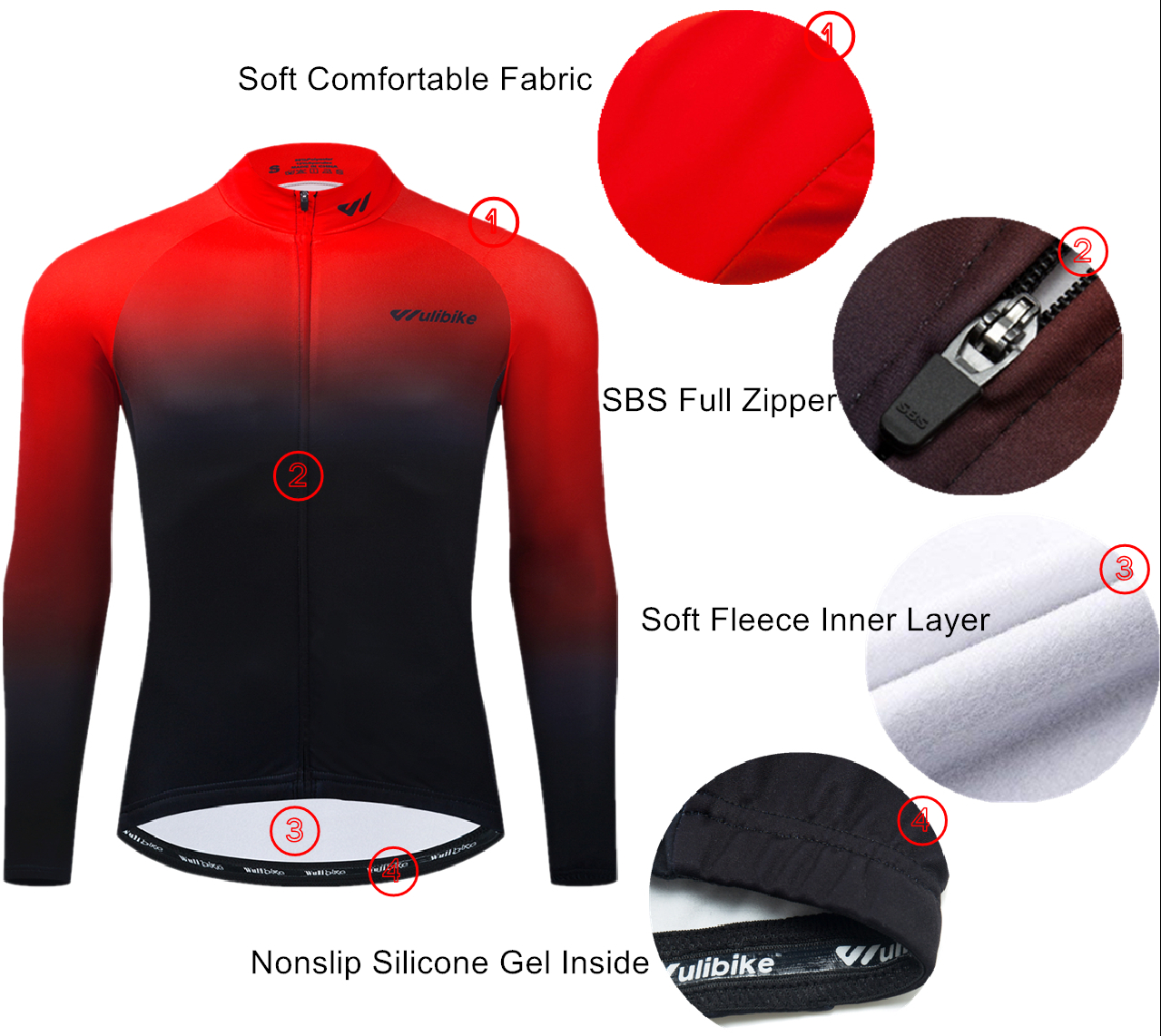 Mens Long Sleeves Cycling Jersey MTB Bike Cycling Fleece Shirt Pants US